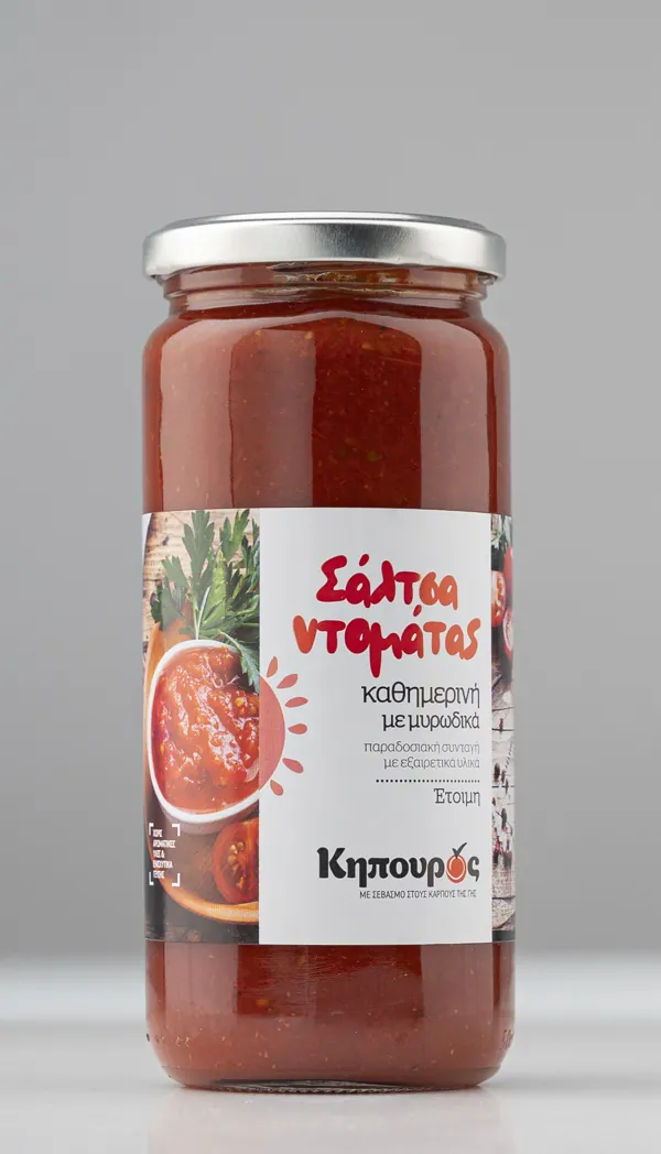 Σάλτσα Ντομάτας Καθημερινή με Μυρωδικά 490 γρ. Κηπουρός – βάζο